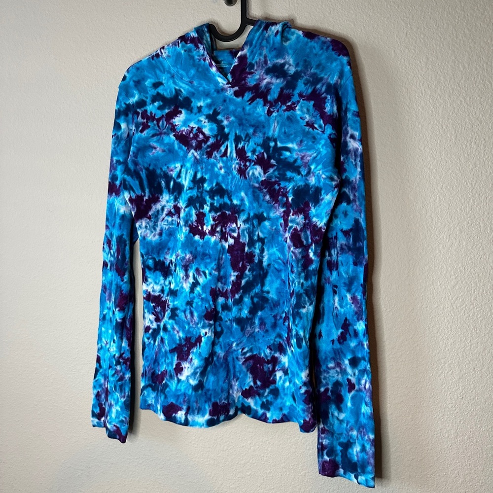 American Apparel Long Sleeve Purple and Blue Tye-dye Shirt kids Size L